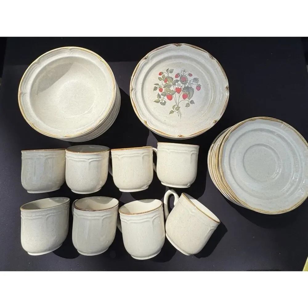 Vintage 1960’s Endura Collection LA FRAISE Strawberries Plate Bowl Saucer & Mugs